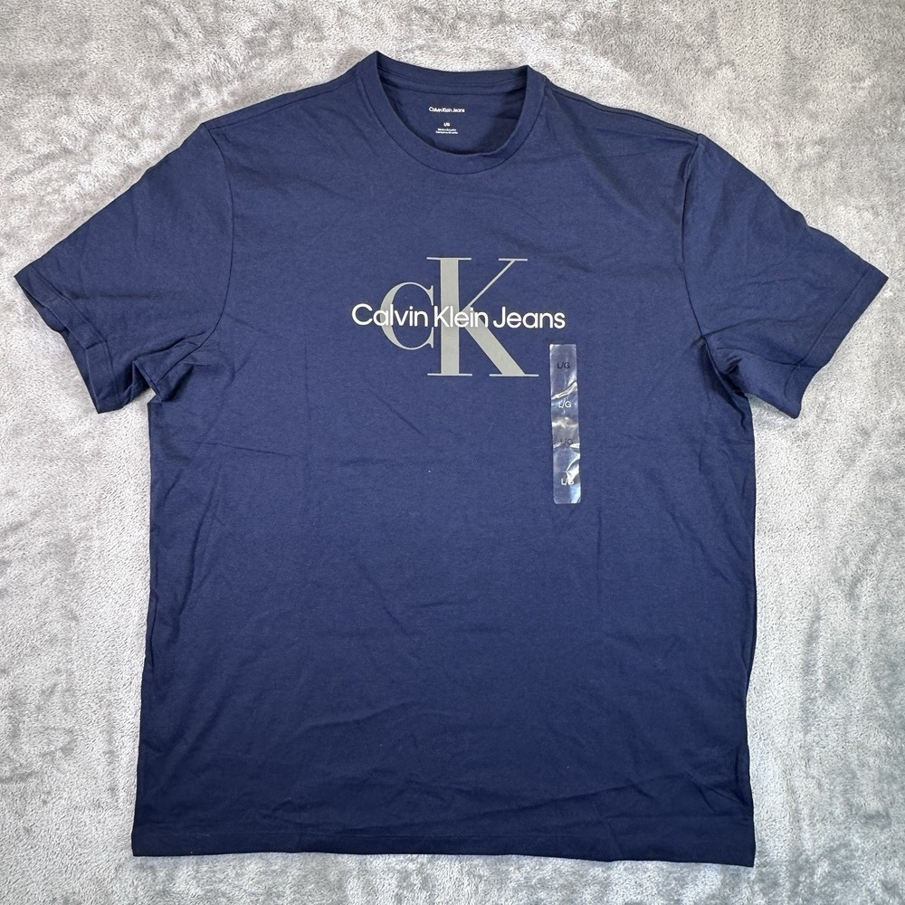 Calvin Klein Jeans Short Sleeve T-Shirt Classic Crewneck Style Size Large Blue