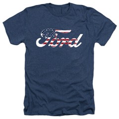 Ford American Flag Logo Licensed Adult T-Shirt