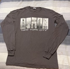 New York Brown Long Sleeve Cottton Blend Delta Pro-Weight T-Shirt Small (325)