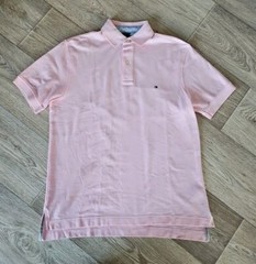 Mens Tommy Hilfiger Classic Slim Fit Pastel Pale Pink Pique Polo Shirt Small S