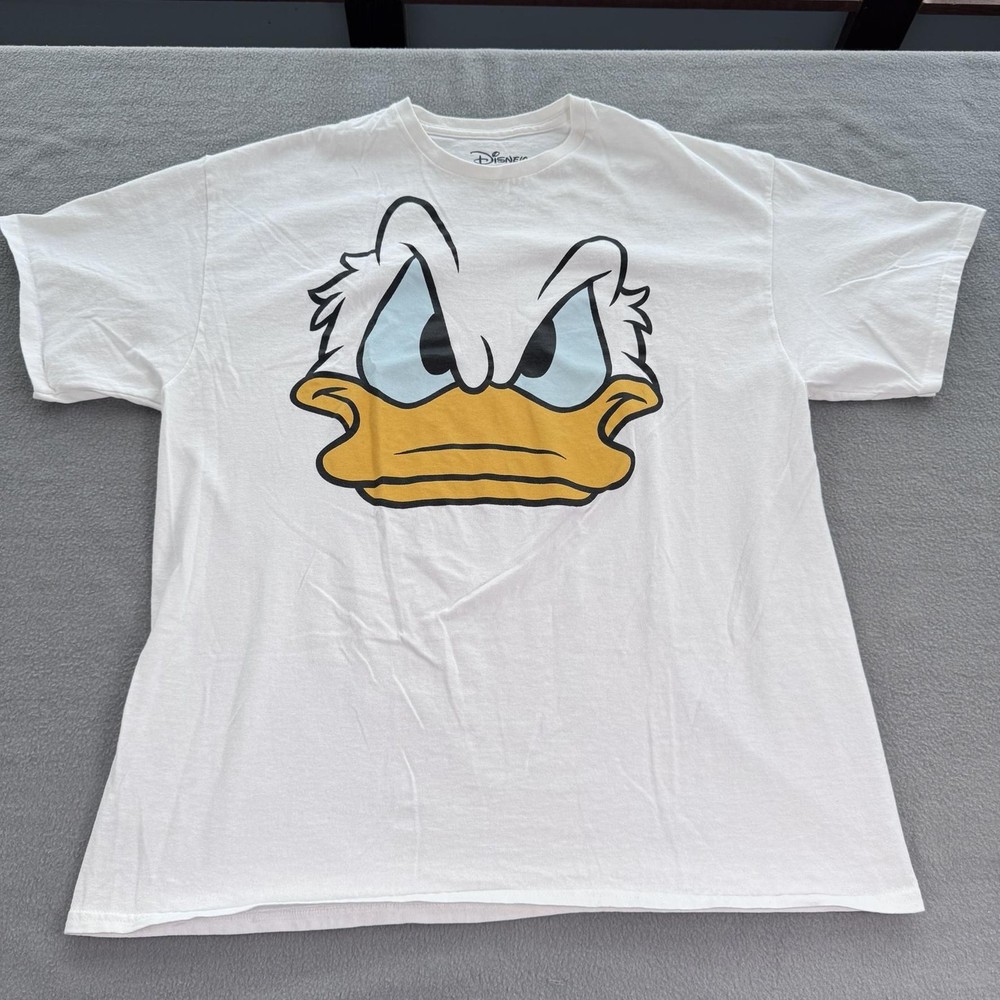 Disney Donald Duck Shirt Mens XL White Angry Face Graphic Tee T-Shirt Cartoon