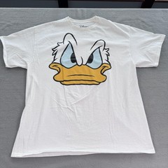Disney Donald Duck Shirt Mens XL White Angry Face Graphic Tee T-Shirt Cartoon