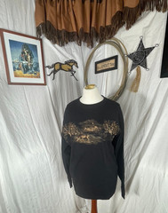 North River Mens Shirt Large Deer Rut Black Graphic Cotton Easy Care
