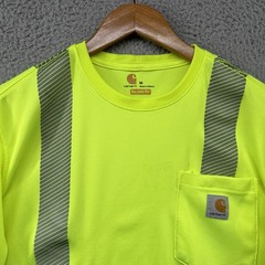 Carhartt Reflective Shirt Mens Medium Neon Yellow Pocket T High Visibility Work