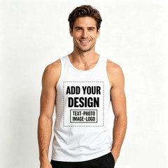 Men’s Tank Top for Father’s Day, Custom Child Name & Photo Print Cotton