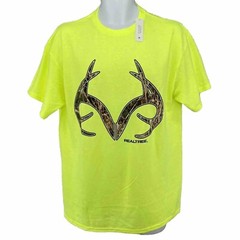 NEW! Realtree Hunting T Shirt/ Men’s (L) Safety Yellow Cotton Poly Blend NWT
