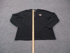 Harley Davidson Shirt Mens XL Black Biker Henley Woven Casual Pullover Y2K