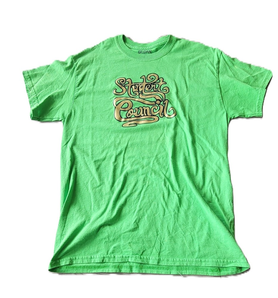 Gildan DryBlend Men’s Medium Lime Green Student Council Graphic T-Shirt Cotton
