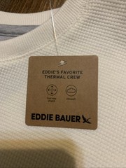 NEW Eddie Bauer Mens XL Waffle Knit Ivory Thermal Long Sleeve Crewneck Shirt