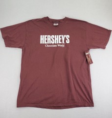 Hersheys Chocolate World Shirt Mens L Brown Metallic Silver Logo NWT NOS New
