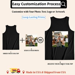 Men’s Tank Top for Father’s Day, Custom Child Name & Photo Print Cotton