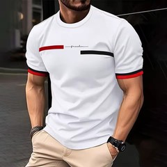 Men’s Elegant Letter Print T-Shirt Casual Fashion Short Sleeve Tee