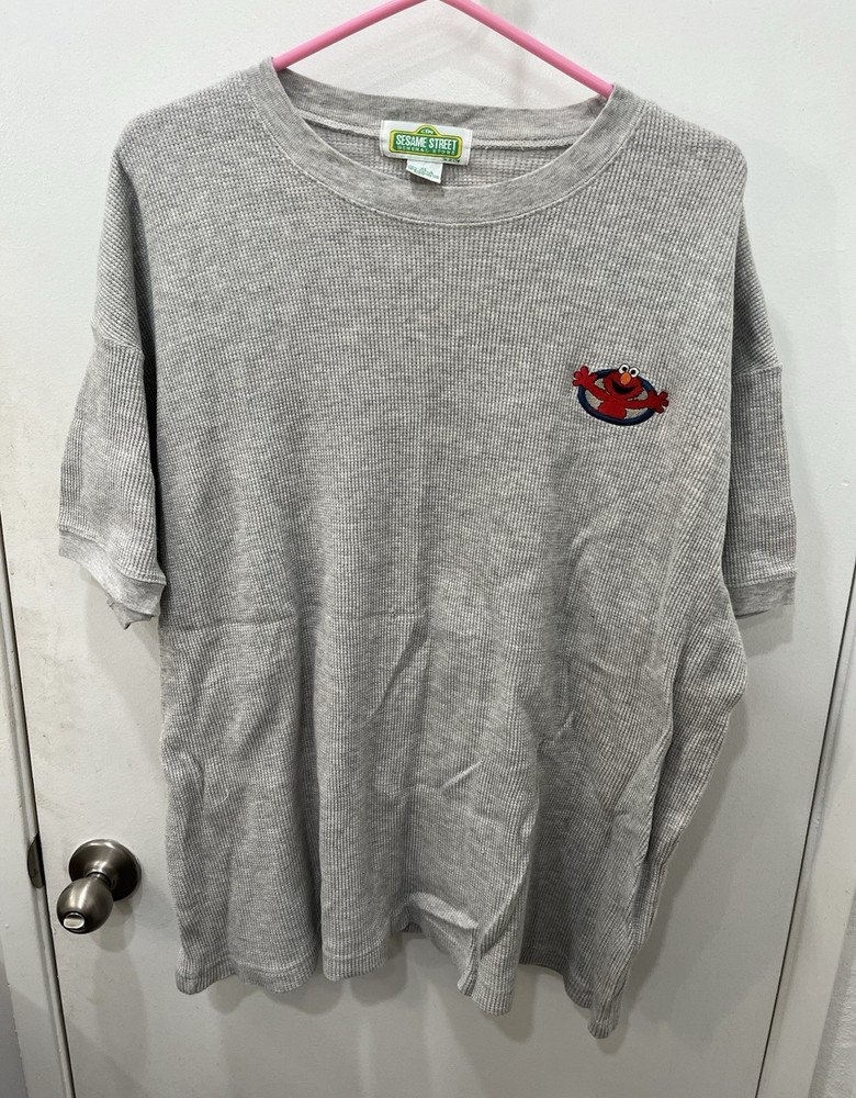 Vintage Sesame Street General Store Elmo Embroidered Waffle Knit Shirt Mens L