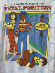 Steven Rhodes Unisex T-Shirt L Coping Mechanism Fetal Position Tee Graphic Print