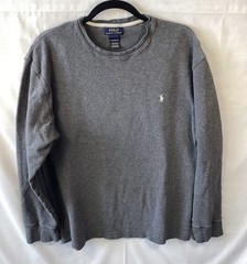 Polo Ralph Lauren Mens Sz 2XL Grey Waffle Knit Long Sleeve Crew Neck T-Shirt