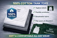 Men 100% Cotton Tank Tops Value 6-Pack Breathable Undershirts Gym Everyday Wear!