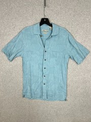 Men’s Batik Bay Easy Care Blue Short Sleeve Button Down Shirt Size Small