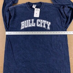 Colortone Men’s Size XL Navy Washed Bull City Graphic Long Sleeve T-Shirt NWT
