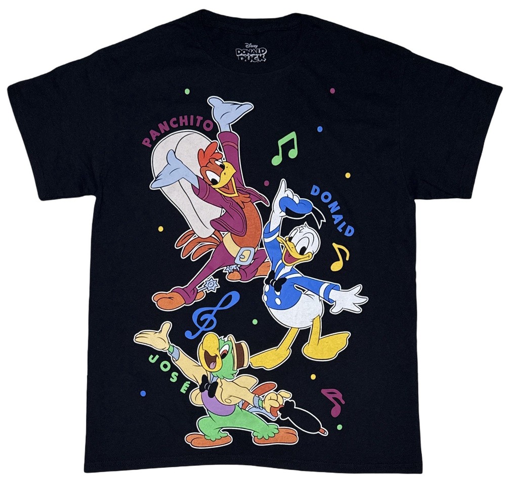 Disney Donald Duck 90 Three Caballeros Vintage T-Shirt Black Size Medium NWOT