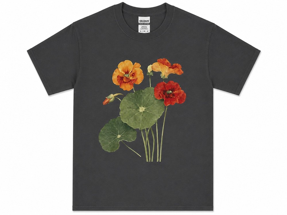 Vintage Nasturtium Flower Trendy Cottagecore Floral Graphic Cotton Unisex Tee