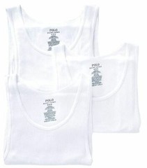 3 GENUINE POLO RALPH LAUREN COTTON WHITE TANKS T-SHIRTS UNDERSHIRTS S M L XL XXL