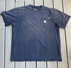 Carhartt Original Fit Mens 2XL Navy Pocket Tee Bridge Graphic Distressed Faded