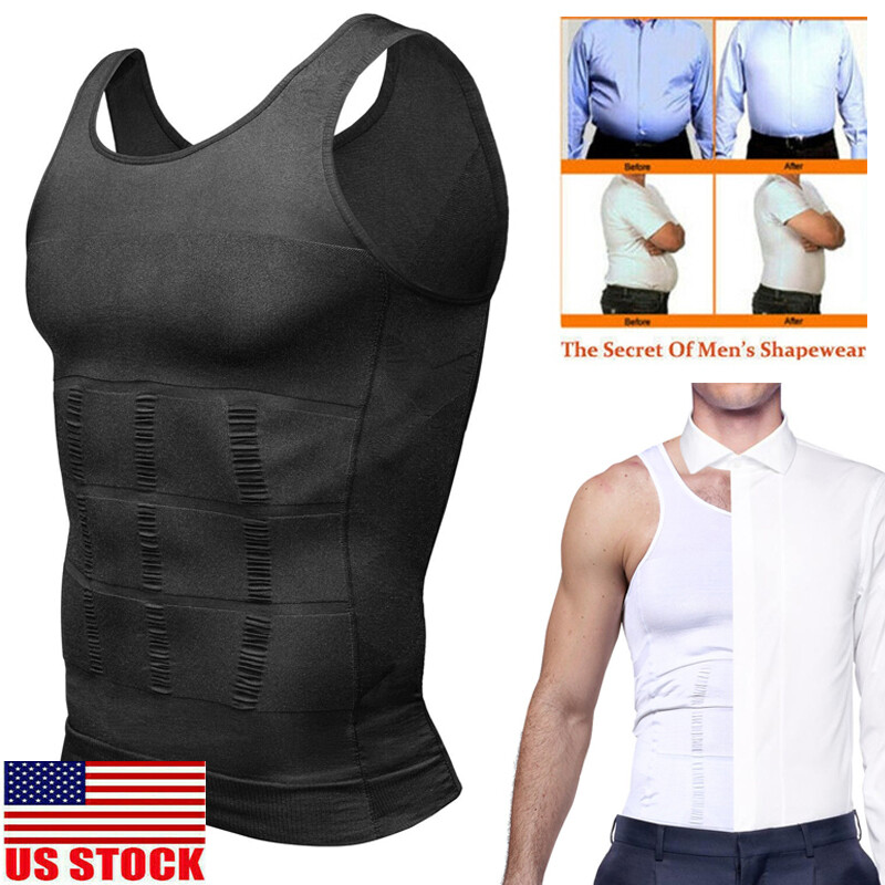 Men Compression Shirt Sleeveless Body Shaper Base Layer Slimming Tank Top Vest
