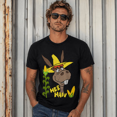 Funny Hee Haw Donkey Graphic T-Shirt Vintage Farm Animal Humor Casual Tee