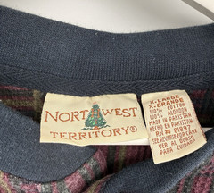 Vintage Northwest Territory Men’s Waffle Knit Henley Shirt Red XL