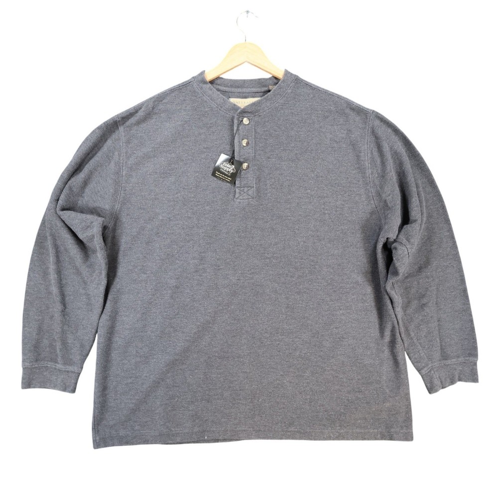 Naturalife Henley Shirt Mens XXL Gray Cotton Blend Long Sleeve Regular Fit 2429