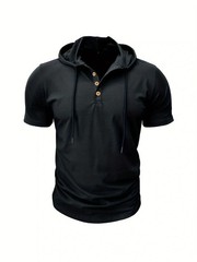 Men’s T Shirt Summer Slim Fitness Hooded Short-Sleeved Tees Male Lightweight