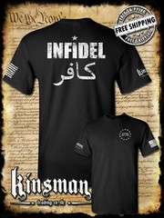 Infidel 2-Sided T-Shirt – USA Patriotic Freedom Military Proud Pro Gun Rights