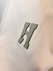 Hermes Men’s white round-neck short-sleeved shirt