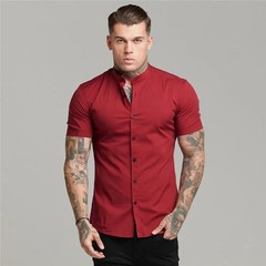 Plain Slim Fit Short Sleeve Casual Shirts Mens Social Business Dress Quick Dry T