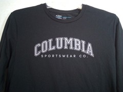 Columbia T-Shirt Men M Black Logo Crew Long Sleeve