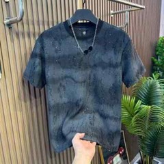 Men Luxury Fashion Trendy Ripped Sequin Diamond Rhinestone Summer T-shirt