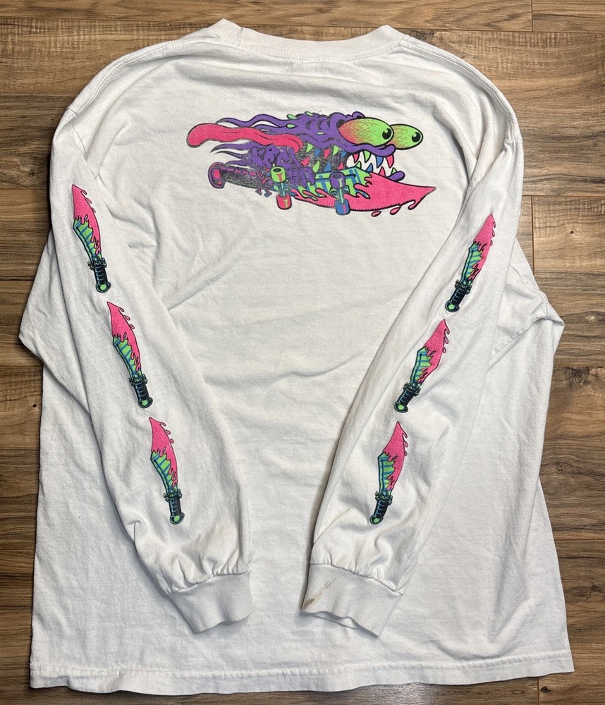 VTG Y2K Santa Cruz Skateboards, Meek Slasher, Long Sleeve Shirt Size XL