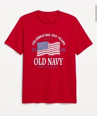 2026 Men OLD NAVY USA American Flag 4th of July T Shirt Size L RED