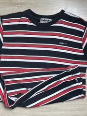 Vintage Bitch Skateboards Striped T Shirt Men’s Size Large 90S