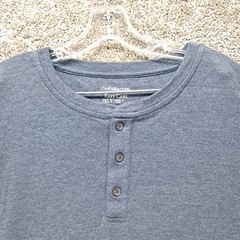 Croft & Barrow Mens 2XLT Blue Henley Short Sleeve Easy Care Shirt