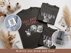 Custom Pet Photo Shirt Personalized Dog Cat Portrait Name T-Shirt