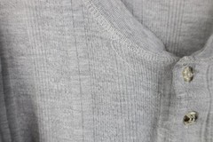 Vintage 90s Streetwear Mens Medium Blank Striped Ribbed Knit Henley T-Shirt Gray