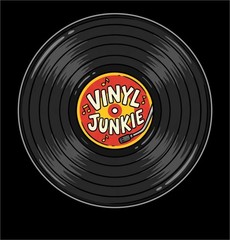 Vinyl Junkie T-Shirt Vintage Music Fan Record Buyer Funny Unisex Adult Cotton