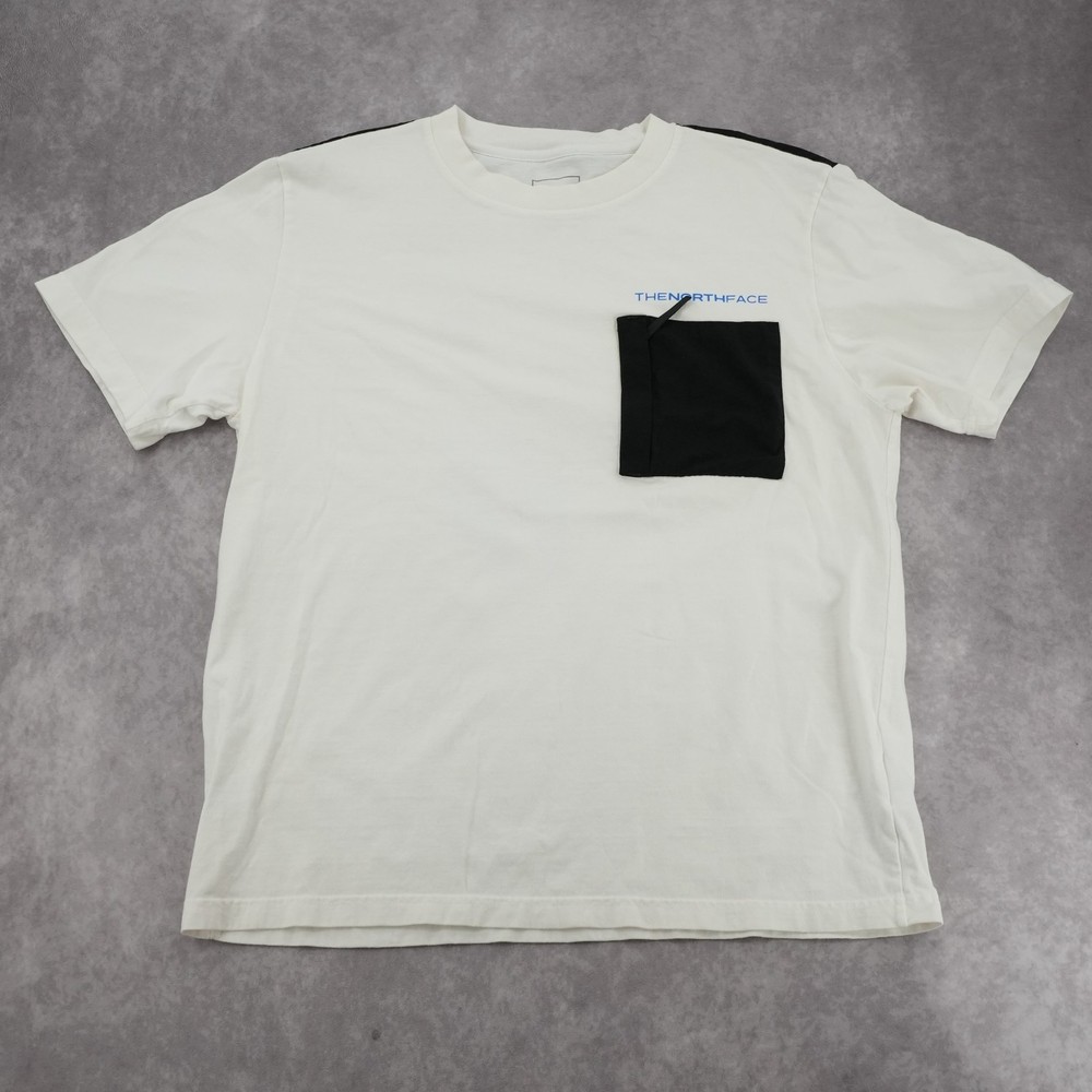 The North Face Pocket T Shirt Men’s Large White Black Patch Pocket Casual Tee