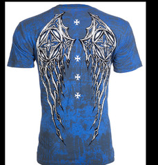 ARCHAIC by AFFLICTION Blue Grey STONE RANGER Short Sleeve Slim Fit T-shirt NWT