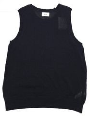 NN07 Huxley Tank Top Mens XL Black Cotton Open Knit Ribbed Collar Cotton