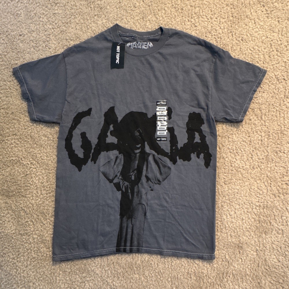 Hot Topic Lady Gaga Mayhem Gray Graphic Print Cotton Tee Men’s M Pop Alternative