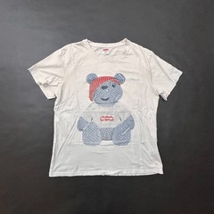 Supreme T Shirt Mens XL (Fits Large) White LV Bear Streetwear Made in USA Grunge