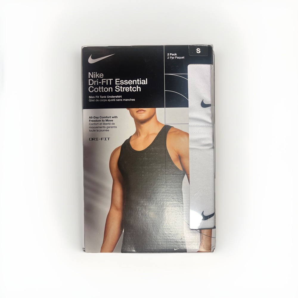 Nike Dri-FIT All Day Cotton Stretch Tank 2-Pack S – Slim Fit Comfort -OPEN BOX