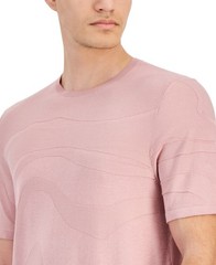 Alfani Men’s Tonal Wave Jacquard T-Shirt Rayon/Nylon Pottery Clay-Large